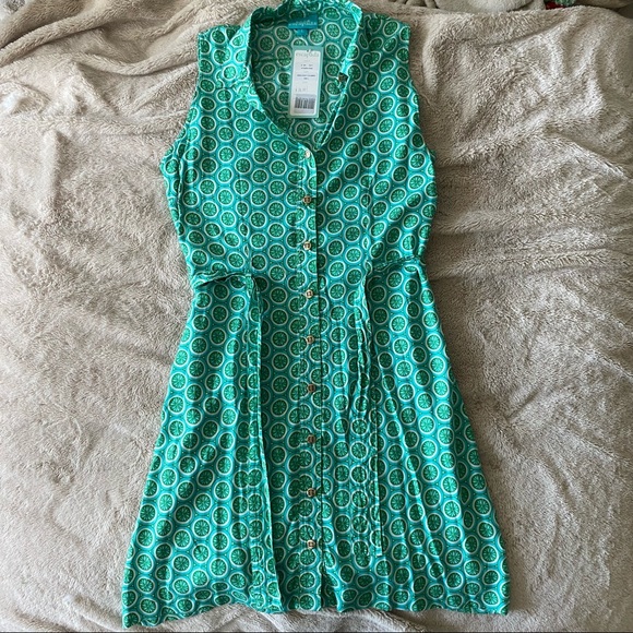 ESCAPADA | Emerald & White Cucumber Dress - Large (NWT) - Picture 9 of 10